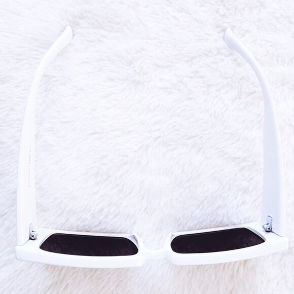 Aaron White Rectangular Sunglasses - Picture 3 of 11